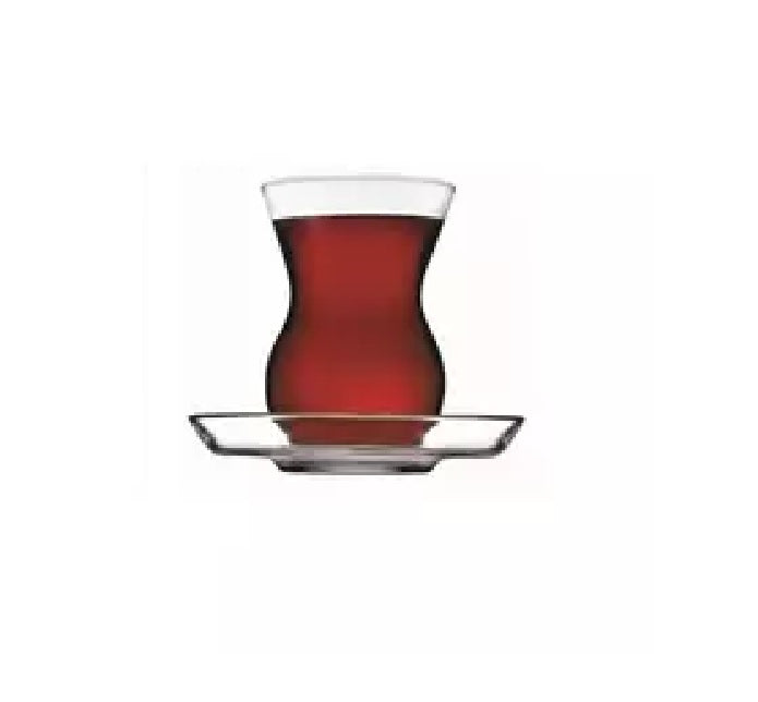 Paşabahçe G4U - Turkse Theeglazen Met Schoteltjes - 12 Delig - 132 ml