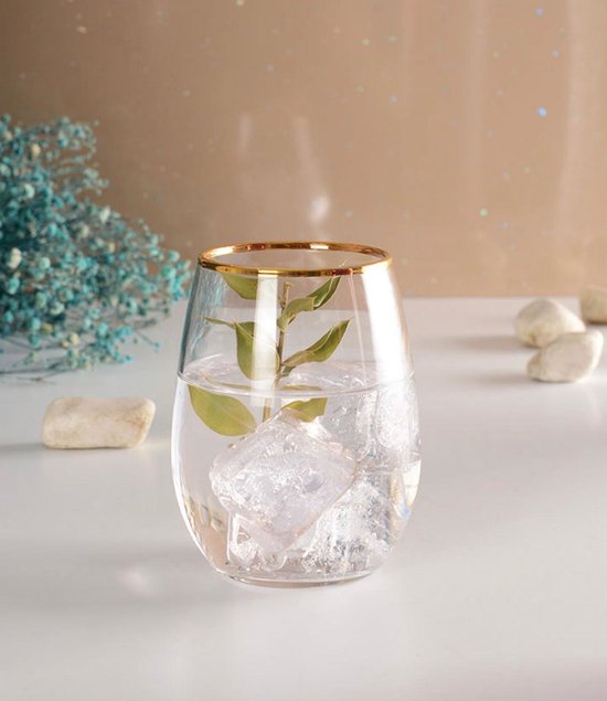 Paşabahçe Golden Touch - Amber - waterglas/Waterglazen - Set van 6 - 570 ml