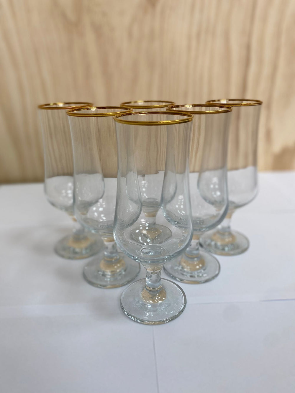 Paşabahçe - Glazen Op Voet - Met Gouden Rand - Set van 6