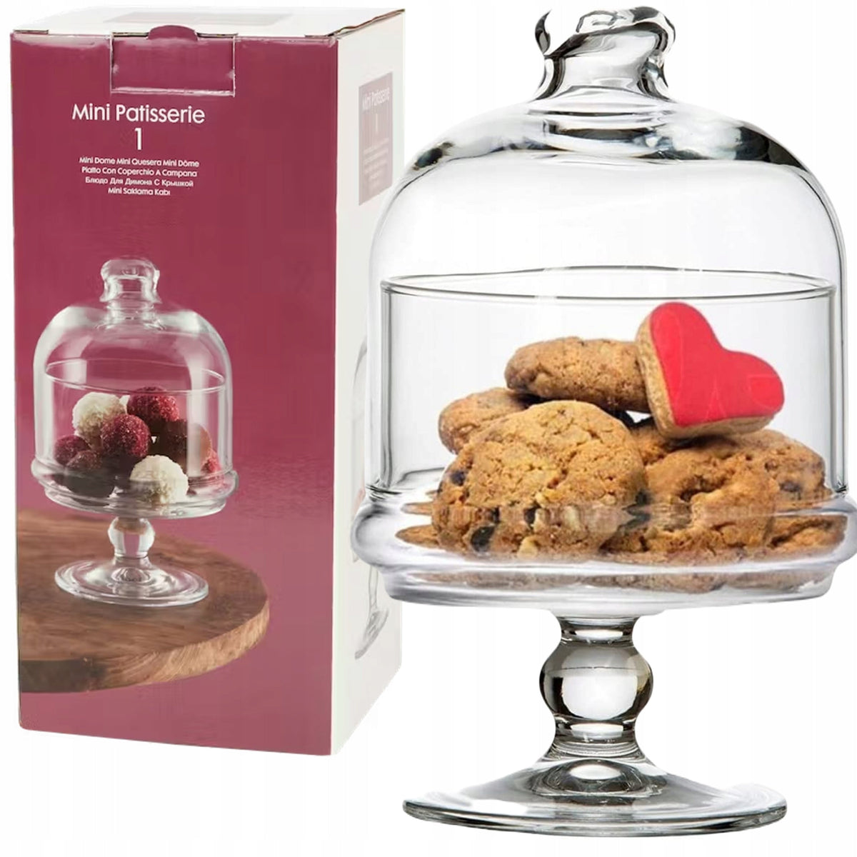 Paşabahçe Mini Patisserie - Glazen Voorraadpot Op Voet - Met Stolp - Snoeppot - 500 ml