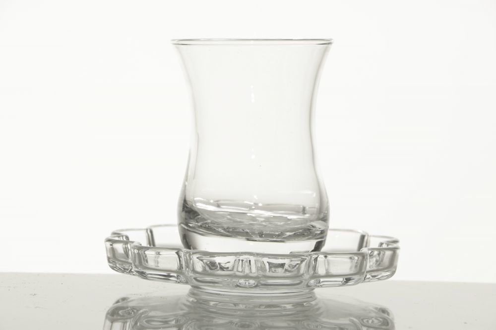 Paşabahçe Cicek - Turkse Theeglazen met Onderzetters - Set van 6 - 110 ml