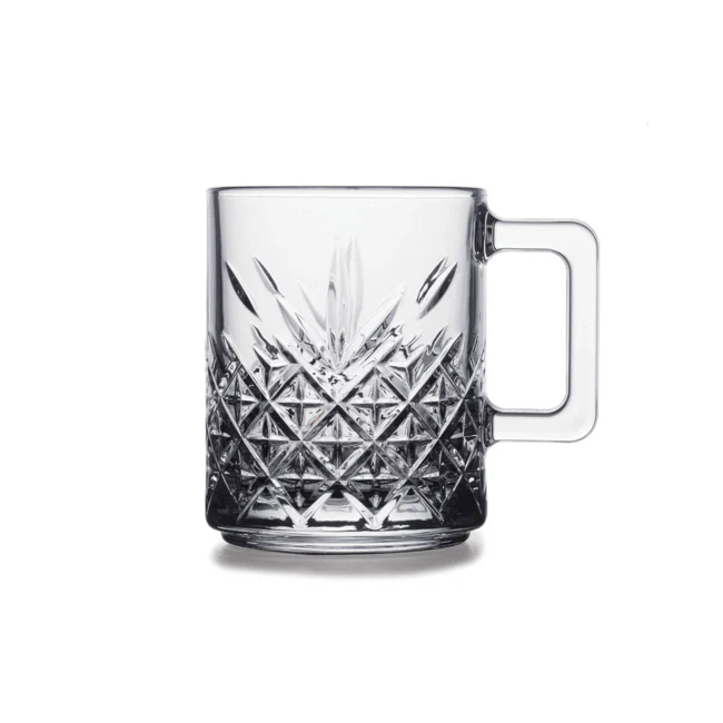 Paşabahçe Timeless– Thee/Koffie Glazen Met Oor – Set van 2 – 250 ml
