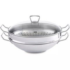 Fissler Nanjing® - RVS Wokpan met Stoominzet en Glasdeksel - 35cm