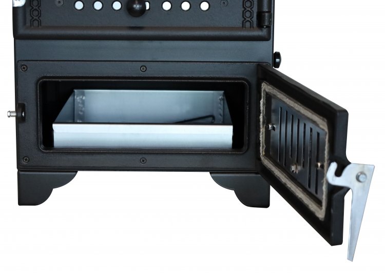 S103 Sabah Openhaard Met Oven - Houtkachel - Mat Zwart - 10,56KW- Haard- Gietijzeren Open Haard -Inclusief Bakplaat, Ovengrill, Haak en Schraper