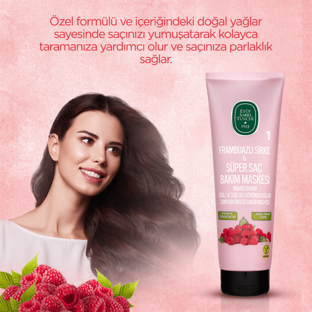 Eyüp Sabri Tuncer – Frambozenazijn + Super Haarverzorgende Masker - 250 ml - 100% Vegan + Gluten Vrij