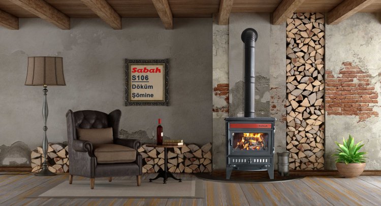 S106 Sabah Open Haard Kachel- Gietijzer – Houtkachels- Houthaarden -Mat Zwart – 15,21 KW- Buiten Stalen Open Haard - Inclusief kachelpijpen