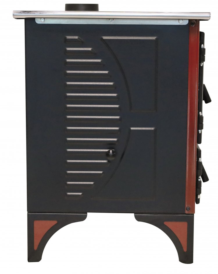 S105K Sabah Luxe Open Haard Kachel + Oven Met Thermometer - Gietijzer – Houtkachels- Houthaarden -Mat Zwart – 12,65 KW- Buiten Stalen Open Haard – Inclusief Kachelpijpen ,Bakplaat, Ovengrill, Haak en Schraper