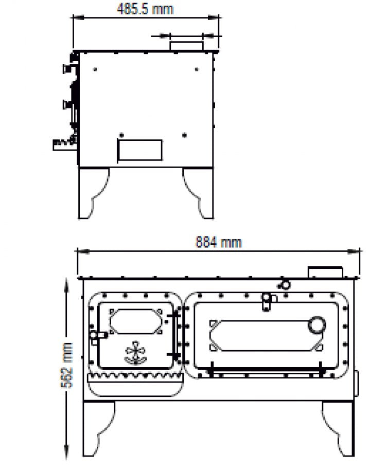 KRD01-E Sabah Houtkachel Met Oven- Houthaarden - Gietijzer - Met Thermometer-Emaye Karadeniz Kuzinesi - Mat Zwart - 10 kW - Inclusief kachelpijpen