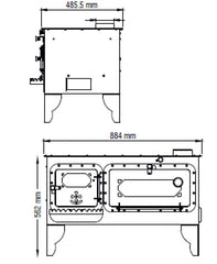 KRD01-E Sabah Houtkachel Met Oven- Houthaarden - Gietijzer - Met Thermometer-Emaye Karadeniz Kuzinesi - Mat Zwart - 10 kW - Inclusief kachelpijpen