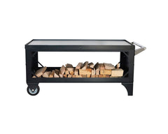 BHC01-A Sabah Kacheltafel - Camping Tafel - Soba Sehpasi - Mat Zwart - Gietijzer - Houtschuur -