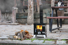 KMP02 Sabah Tiny Camping Houtskachel – Zwart– Outdoor- Draagbaar Kachel – Buitenoven Tentkachel – Mini houtkachel vrijstaand – Campingkachel -Met Schoorsteenpijpen – Compacte buitenkachel – Kleine houtkachel – Tuinkachel
