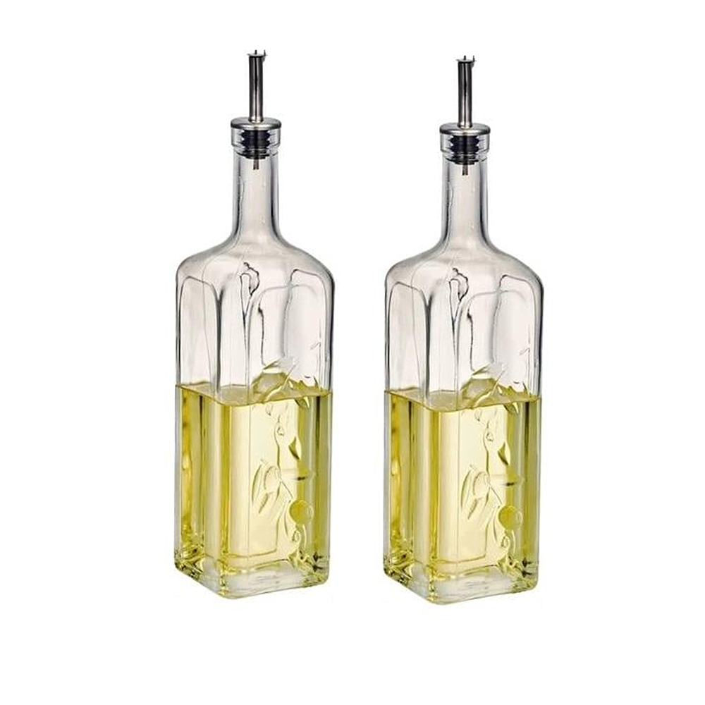 Paşabahçe Homemade 80350- Oliefles / Azijnfles Met Schenktuit - Glas - Set van 2 - 345 ml