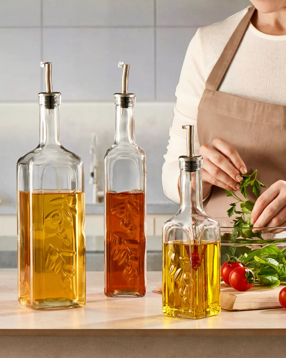 Paşabahçe Homemade 80350- Oliefles / Azijnfles Met Schenktuit - Glas - Set van 2 - 345 ml