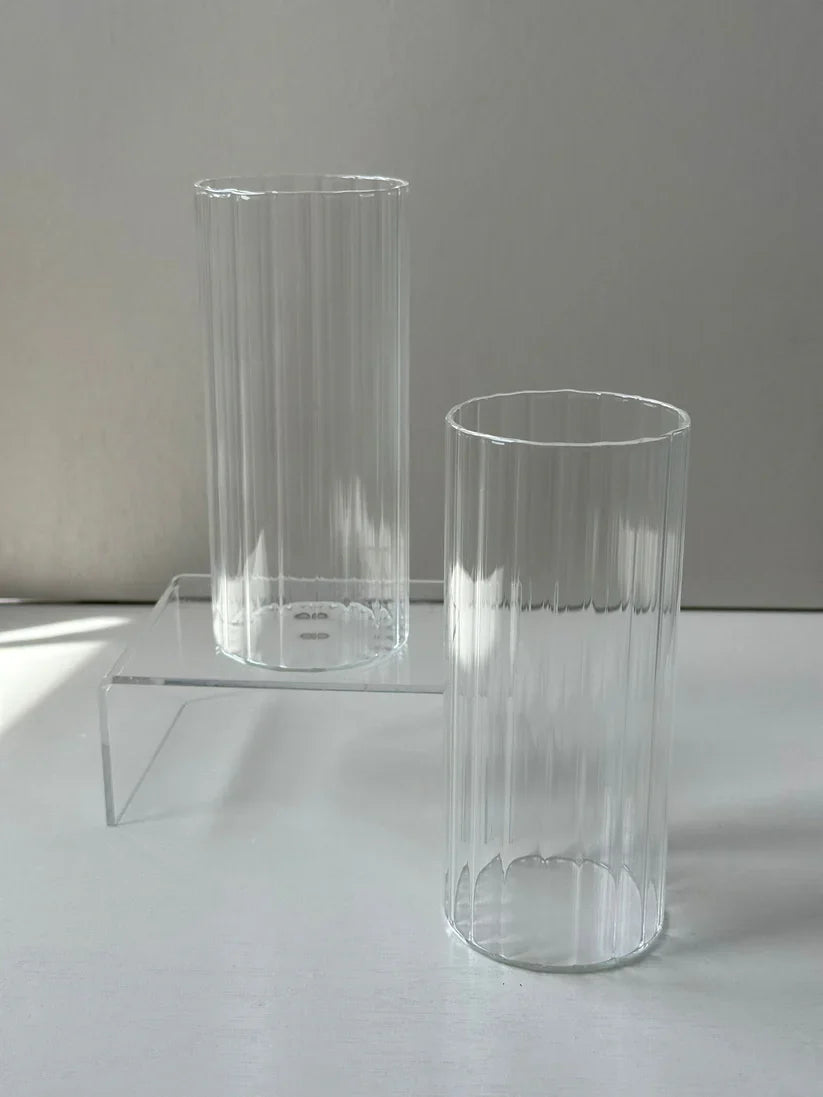 Ekselans - Glazen Stripe Longdrink - Set van 2 - 400 ml